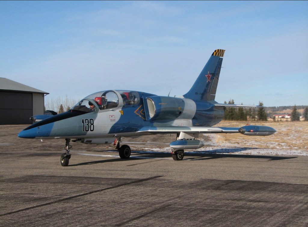 Photo of a jet at the Okotoks Airport.